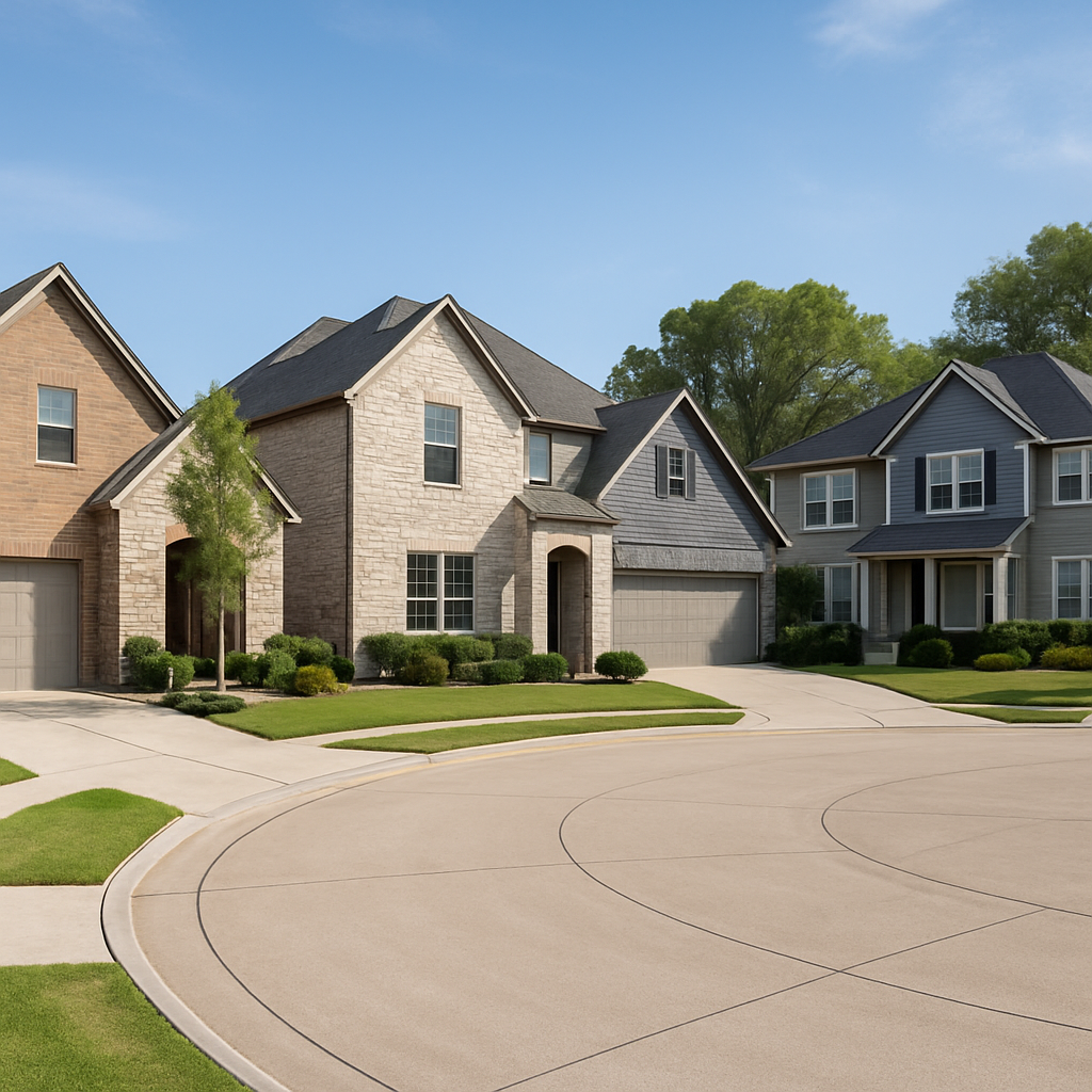 aerial photo composite of rooftops and neighborhoods
